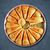 Boom Baklava · The traditional honey-soaked pastry which is filled with walnuts and almonds.