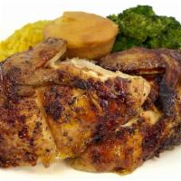Half Chicken White Roasted Meal · 4 pieces white roasted chicken (2 breasts and 2 wings) served with two side dishes and cornb...