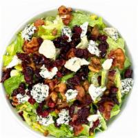 Gorgonzola Salad · Romaine lettuce, dried cranberries, honey roasted walnuts, bacon, red onions, crumbled gorgo...