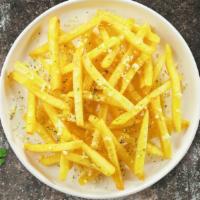 Truffle & Parmesan Fries · (Vegetarian) Potato fries cooked until golden brown and garnished with truffle oil and parme...