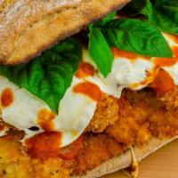 #H1. Chicken Parmigiana Sandwich · On hero. Breaded or grilled.