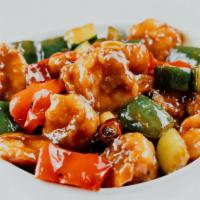 Baby Shrimp & Spicy Szechuan Sauce / 四川蝦仁 · Hot and mild spicy with Szechuan peppercorn 小辣，含花椒
