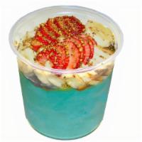 Blue Wave Bowl · Blend: organic blue spirulina blends w/pineapple, mango, organic apple juice.
Topping: fresh...