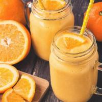 Orange Creamsicle Smoothie · Fresh orange, orange juice, organic soymilk, pineapple, vegan soy cream, honey