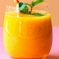 Pineapple Mango Smoothie · Pineapple, mango, orange juice, honey