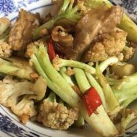 Sautéed Cauliflower With Dried Pork · Hot and spicy. Served with white rice.