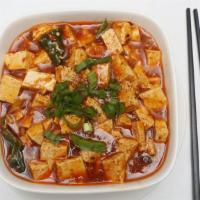 Ma Po Tofu · Extra hot and spicy. Spicy bean curd with minced pork.
