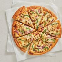 Personal Pan Backyard Bbq Chicken Pizza · A BBQ pizza topped with grilled chicken, bacon, and red onion? Sign us up! This oven-hot piz...