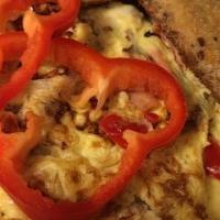 The Chili Omelette · Red peppers, tomatoes, onions, crushed red pepper and American cheese.