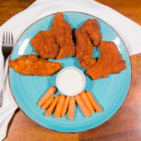 Chicken Fingers · With blue cheese dressing & celery sticks (hot, medium, mild, or barbeque).