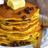 Buttermilk Pancakes With Chocolate Chips · 3 fluffy golden pancakes topped with warm chocolate chips and served with a side of syrup an...