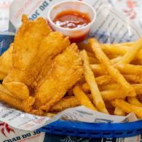 Fried Shrimp (4) & Catfish (2) Basket  · Served with fries. comes with 2 catfishes and 4 shrimps