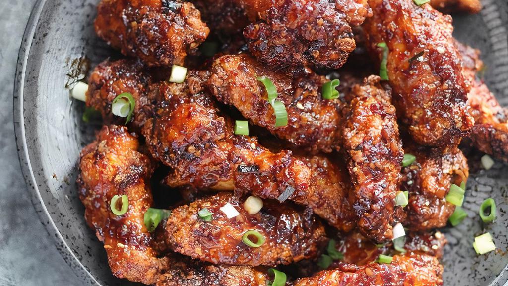Korean Style Chicken Wings · Your choice of spicy or soy garlic flavor