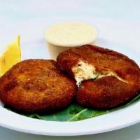 Crab Cakes · The real deal made with lump crab meat