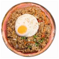 Terriyaki Fried Rice · Terriyaki fried rice with scrambled egg and fried egg on top