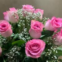 Roses Pink · Dozen Pink Roses arranged in a vase