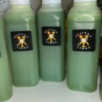 Green Juice · Cold pressed green juice infused with coconut, cucumber, celery and apples.