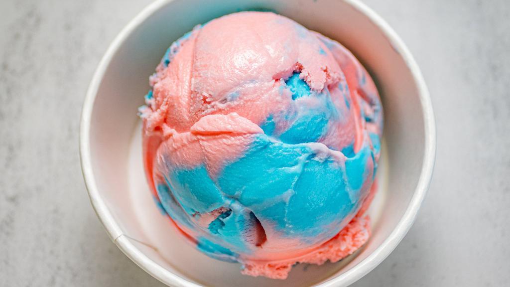 Cotton Candy À La Mode · Two chocolate wafer cookies with cotton candy ice cream. Rolled in cotton candy crunch with a scoop of cotton candy drizzle of cotton candy syrup and cotton candy crunch.