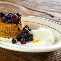 Olive Oil Cake · blueberry compote, whipped cream