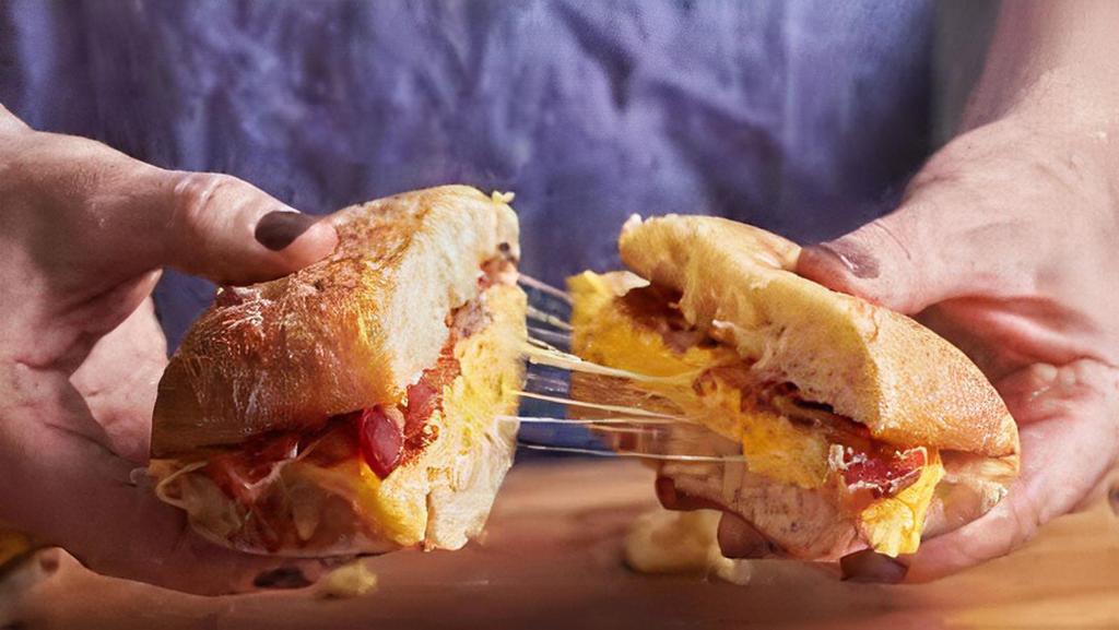 Bacon, Egg & Cheese · Served on Pan Sobao,Bagel or Roll.