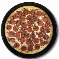 Meat Lover X5 · Large round 14” pizza with sausage, bacon, ham, beef and pepperoni.