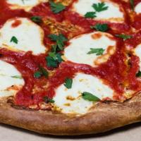 Margherita Pizza · Neapolitan pizza, made with fresh mozzarella cheese, fresh basil, salt and extra-virgin oliv...