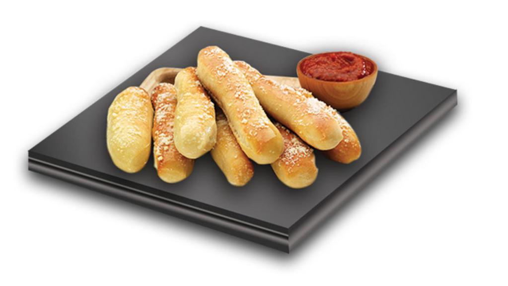 Garlic Bread · Eight pieces of bread sticks with flavors of butter and garlic, sprinkled with Parmesan cheese, and served with marinara sauce.