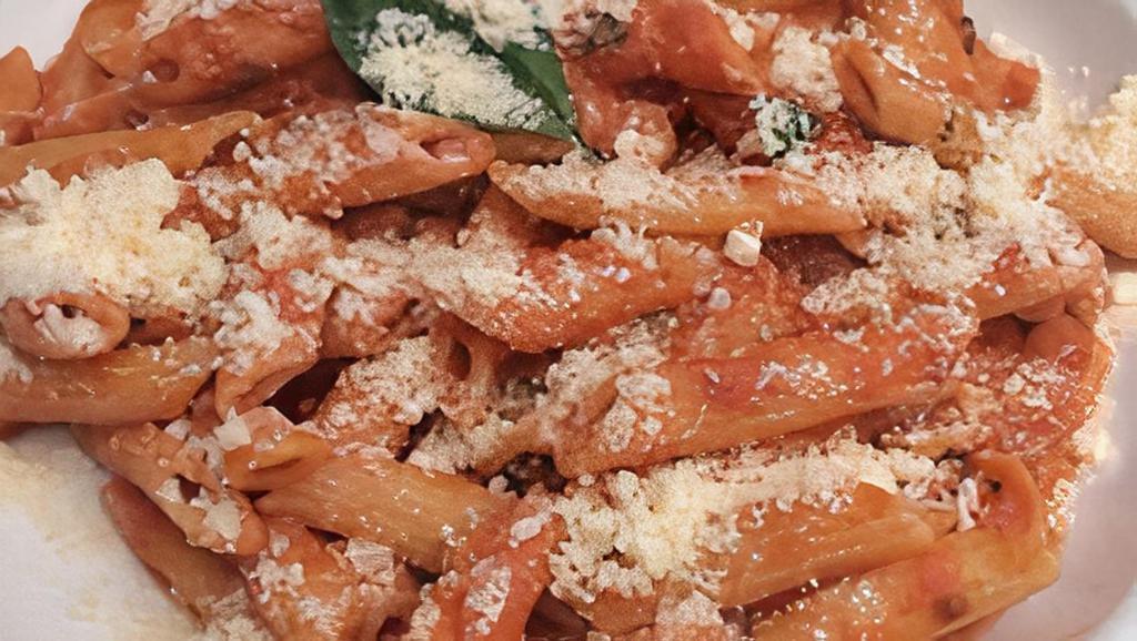 Pasta With Vodka Sauce & Cheese · Pasta in vodka sauce, and cheese.