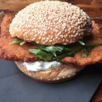 Viennese Schnitzel Sandwich   · Organic Chicken, Amy’s Brioche, Green Goddess, House Pickle