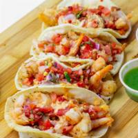 4 Shrimp Tacos · Pico de gallo and chipotle aioli.