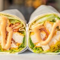 Arizona Wrap · Chicken cutlet, pepper jack cheese, hot peppers, lettuce, tomato and mayo on a gourmet wrap.