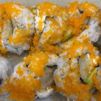 Fuji Maki · Shrimp Tempura, Cream Cheese. Avacado and Tobikko