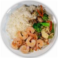 Shrimp · Teriyaki plate with white rice, shrimp, and your choice of fresh vegetables (up to 5)