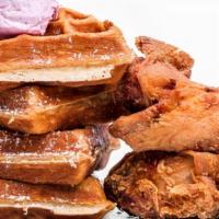 Classic Chicken & Waffles (Bone-In, Full Waffle) · 2 bone-in pieces of fried chicken paired with a whole waffle. Served with hot sauce, maple s...