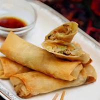 Shanghai Style Spring Roll · yellow sprouts and meat stuff in spring roll
