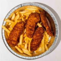 Chicken Fingers Platter · Served with choice of sauce and choice of French fries or onion rings.