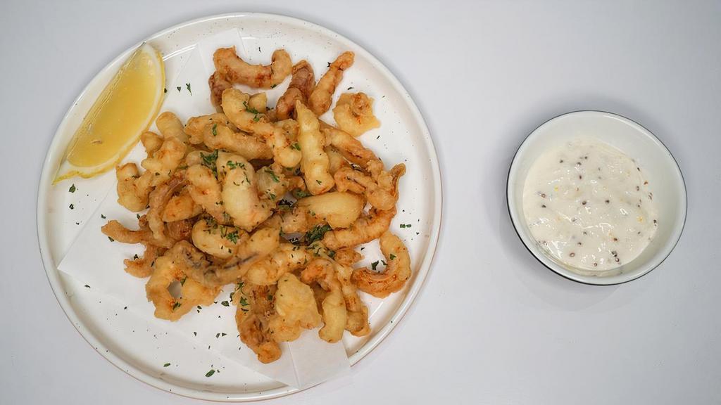Fried Calamari · Battered and deep-fried squid with whole grain mustard Tartar sauce