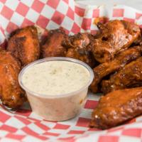 Half Tray Smoked Wings! · Half tray of smoked wings with side of tortilla chips! 
(20-22) smoked wings