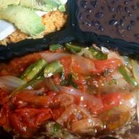 Camarones A La Mexicana Platillo · Sautéed shrimp with Onions, Tomato, Jalapenos served with Orange Mexican Rice And Black Bean...