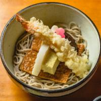 Chirashi Hot Noodle · Shrimp Tempura, Japanese Omelette, Shiitake Mushroom, Fried Bean Curd & Fish Cake