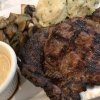 Rib Eye Steak  · House cut 10oz steak, char grilled to
perfection served with a creamy peppercorn
sauce/A1 Sa...