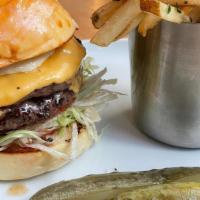 Empire Special Blend Burger · double patty, american cheese, house dill pickles, aioli, herb fries