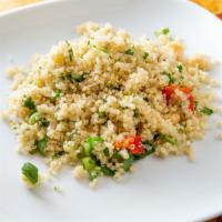 Quinoa Salad · Red peppers, scallions, parsley, and chickpeas.