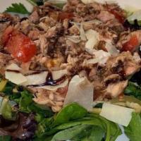 Antipasto Salad · Prosciutto, fresh mozzarella, roasted peppers, olives, red onions, mixed greens and balsamic...