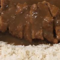 Chicken Katsu Curry Rice Plate · Breaded fried chicken with curry sauce.