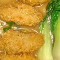 Oyster Katsu Ramen · Four pieces breaded oyster and bean sprout.