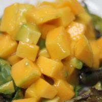Mango Salad · Mixed greens, avocado, and mango with sweet mango dressing.