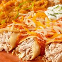 Chicken Enchiladas · Three corn tortillas stuffed with cheese and chicken, and topped with your choice of sauce. ...