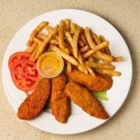 Fried Chicken Fingers · Served with french fries, lettuce and tomato.