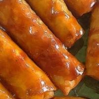 Turon · Sweet plantain in eggroll wrapper with sugar glazed